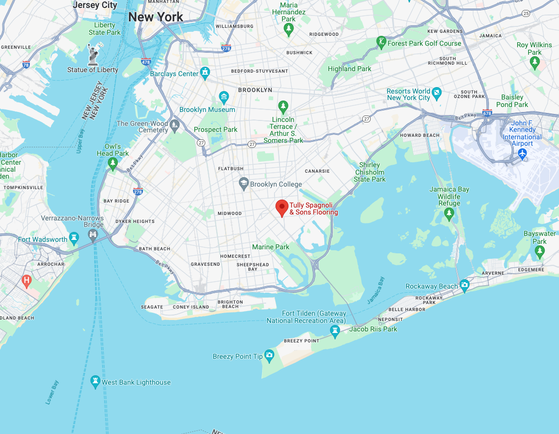map of service area for tully spagnoli, the bronx, manhattan, queens and staten island
