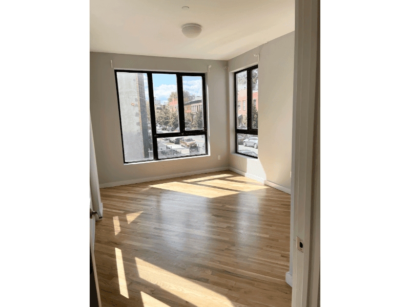 diagonal wood floor in corner apartment of nyc