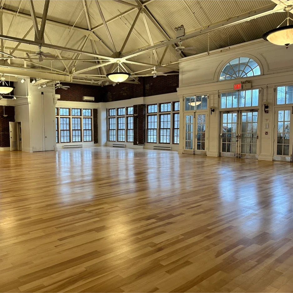 Commercial beech wood flooring installation