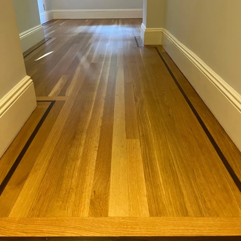 Staining wood floors in Boerum Hill with golden pecan stain