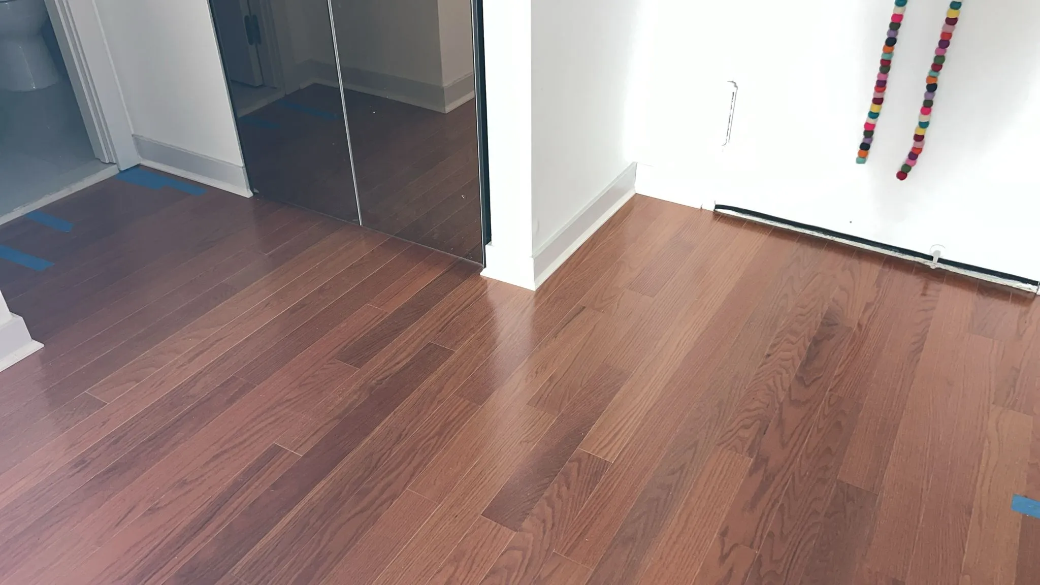 After installing prefinished engineered wood flooring. 