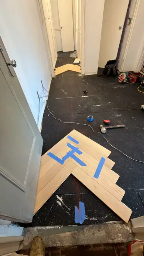 startof-midtown-Manhattan-wood-flooring-installation